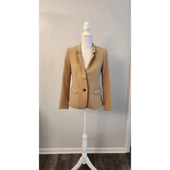 NWT Ann Taylor Petite Cutaway Blazer Camel Tan 2P Size 2 Petite 2018 - Picture 2 of 9